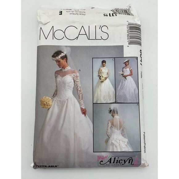 McCalls 8047 Wedding Dress Sewing Pattern Alicyn Exclusives 3 options VTG Sz AX - Picture 3 of 4